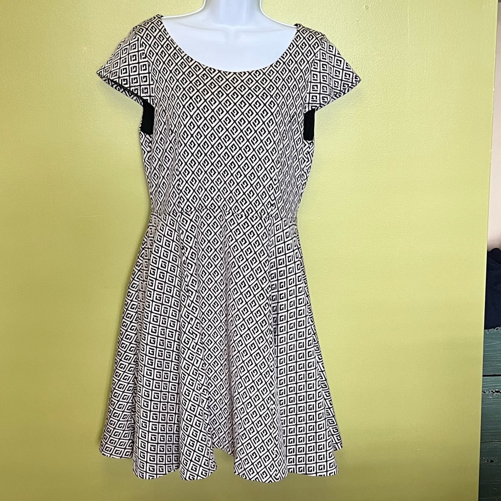 Anthropologie Black and White Geometrical Design Dress